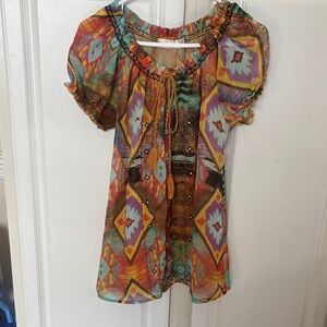 Boho Chic Multicolor Women's Blouse